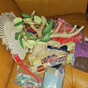 Large Craft Supplies Bundle with Leather, Wood,  Punch Embroidery & Kits